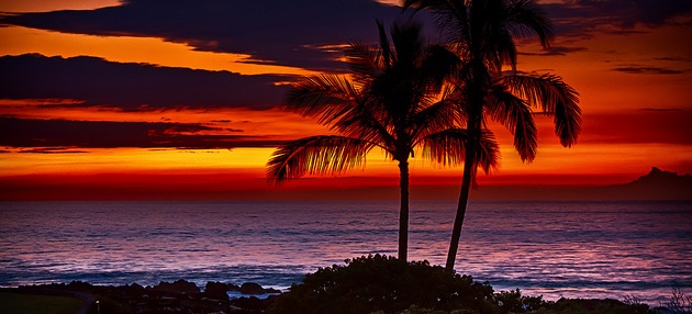 Hawaiian beach at sunset