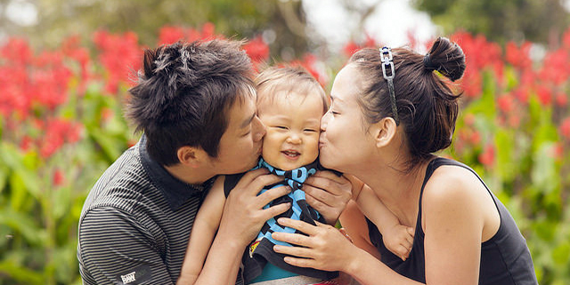 Japanese family in the park