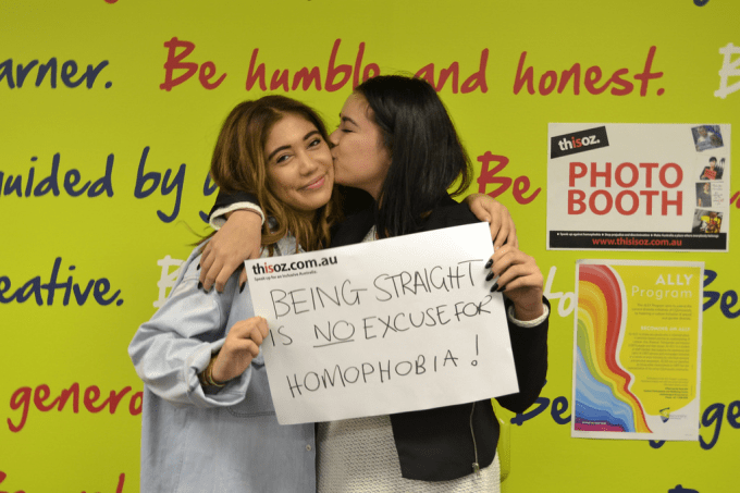 Last year’s IDAHOT at CQ University in Sydney, Australia brings the message, “Being straight is no excuse for homophobia.” (Source: Acon Online for Flickr. Some rights reserved.)